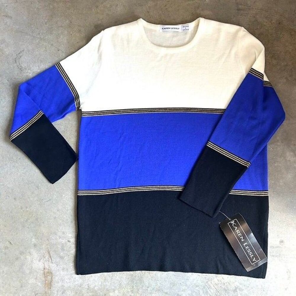 Karen Lessly Vintage 90s Color Block Sweater NWT USA